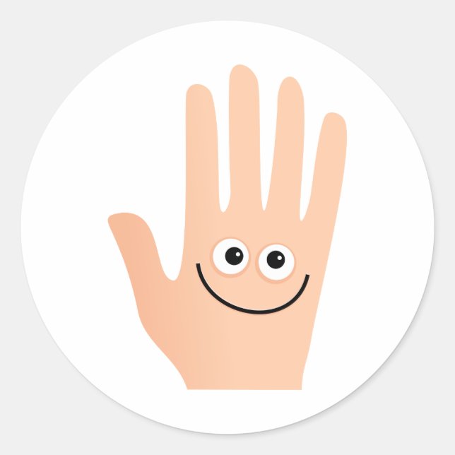 Happy Hand Classic Round Sticker (Front)