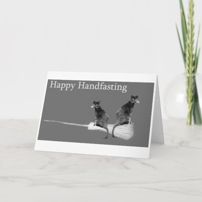 Happy Handfasting! Love Cats pagan wedding card (Front)