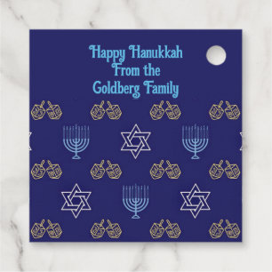 Happy Hannukah menorah stars dreidels Favour Tags