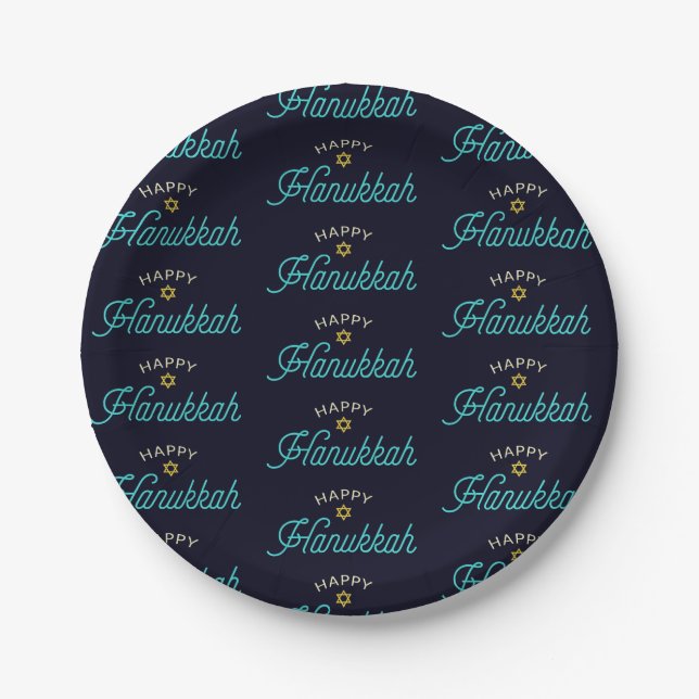 Happy Hannukah Paper Plates (Front)