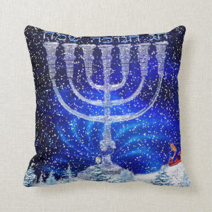 Happy Hannukah Snow Pillow