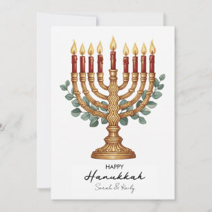 Happy Hannukah Watercolor  Holiday Card