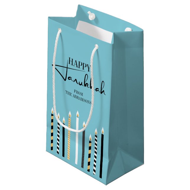 Happy Hanoukka chandelles de vacances sac cadeau m (Devant Angle)