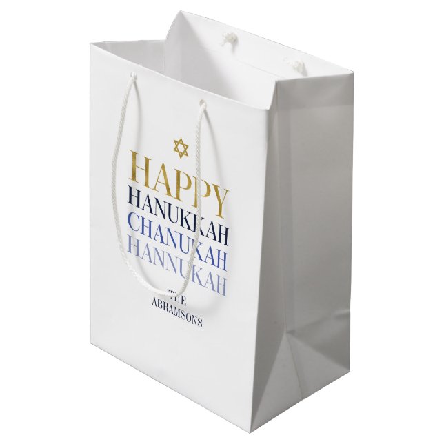 Happy Hanoukka Chanukah Gite Sac cadeau (Devant Angle)