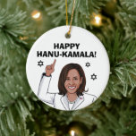 Happy Hanu-Kamala Ceramic Ornament<br><div class="desc">Kamala Harris Political Apparel,  Political T-shirts,  Political Bumper Stickers,  Political Buttons,  Political Pins,  Political Cards,  Political Mugs,  Political Posters,  Political Signs and More!. Shop PolitiClothes.com - The Trendiest Political Apparel Online 

SHOP ONLINE AT: http://www.Politiclothes.com 
On Facebook: http://www.facebook.com/politiclothes 
On Twitter: http://www.twitter.com/politiclothes
On Instagram: http://www.instagram.com/politiclothes</div>