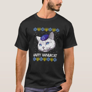 Happy Hanukcat Cat Menorah Ugly Chanukah Jewish Ch T-Shirt