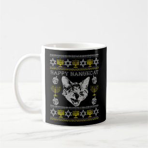 Happy Hanukcat Hannukah Jewish Cat Ugly Christmas Coffee Mug