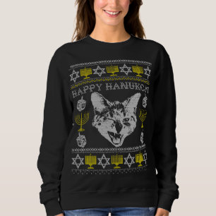 Happy Hanukcat Hannukah Jewish Cat Ugly Christmas Sweatshirt