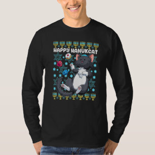 Happy Hanukcat Hanukkah Cat Chanukah Jewish Cat Me T-Shirt