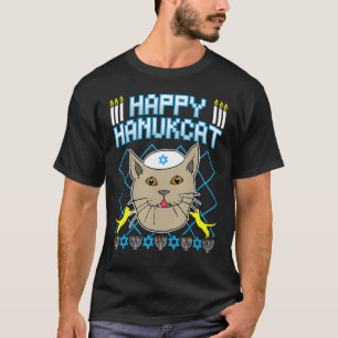 Happy Hanukcat Jewish Cat Ugly Christmas Sweater