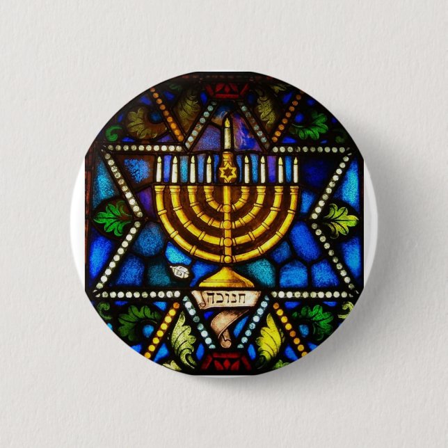 HAPPY HANUKKAH 2 INCH ROUND BUTTON (Front)