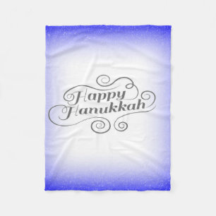 Happy Hanukkah 2-tone Blue White Background Fleece Blanket