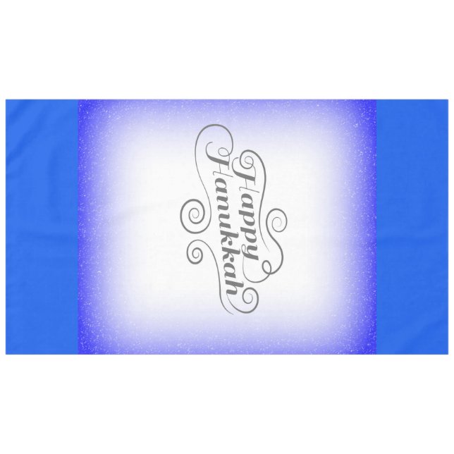 Happy Hanukkah 2-tone Blue White Background Tablecloth (Front (Horizontal))