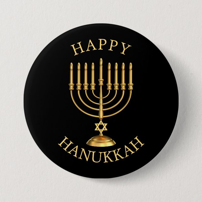 Happy Hanukkah 3 Inch Round Button (Front)