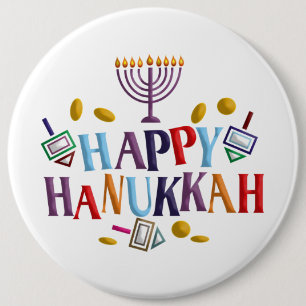 Happy Hanukkah 6 Inch Round Button