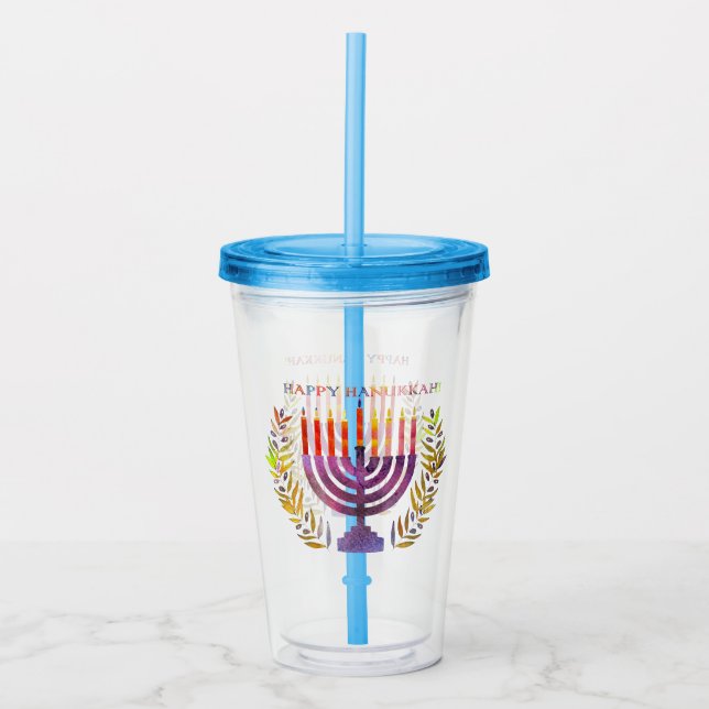 Happy Hanukkah Acrylic Tumbler (Front)