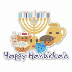 Happy Hanukkah and cute Hanukkah characters