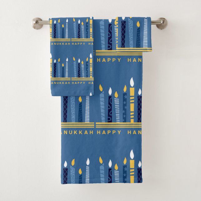 Happy Hanukkah Bath Towel Set (Insitu)