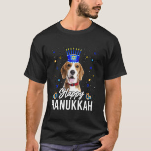 Happy Hanukkah Beagle Menorah Hat Jewish Hanukkah T-Shirt