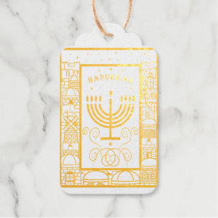 Happy Hanukkah Beautiful Jewish Holiday Menorah Gift Tags