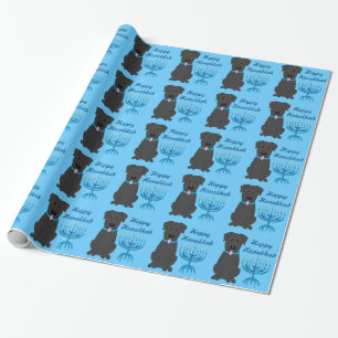 Happy Hanukkah Black Lab Menorah Wrapping Paper