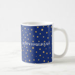 Happy Hanukkah Blue and Gold Mug<br><div class="desc">This cute Happy Hanukkah Mug is perfect for celebrating the festival of lights. Start your mornings off with coffee and a doughnut or give this as a holiday gift.</div>
