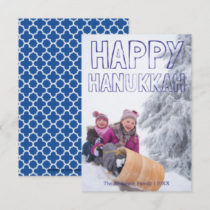 Happy Hanukkah Blue Block - 3x5 Hanukkah Card