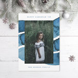 Happy Hanukkah Blue Brushed Jewish Holiday Photo<br><div class="desc">Edit and customize to change the name,  year,  and fonts,  the colour of the frame,  and message on the back. Customize further to add more text or more photos to the back side.</div>