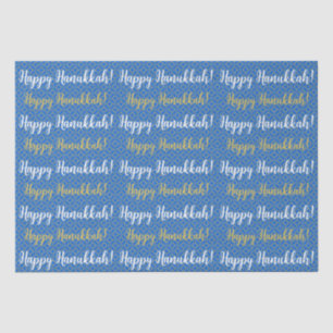  Happy Hanukkah Blue, Gold, and White  Tissue Paper