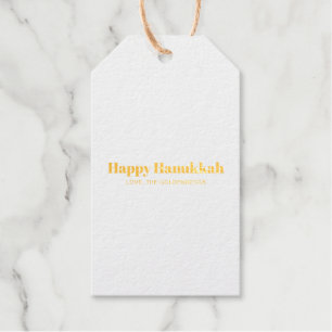 Happy Hanukkah blue gold modern stripes custom Gift Tags