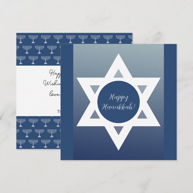 Happy Hanukkah Blue Greetings Card (Front/Back)