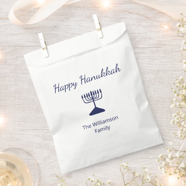Happy Hanukkah Blue Menorah Holiday  Favour Bag (Clipped)
