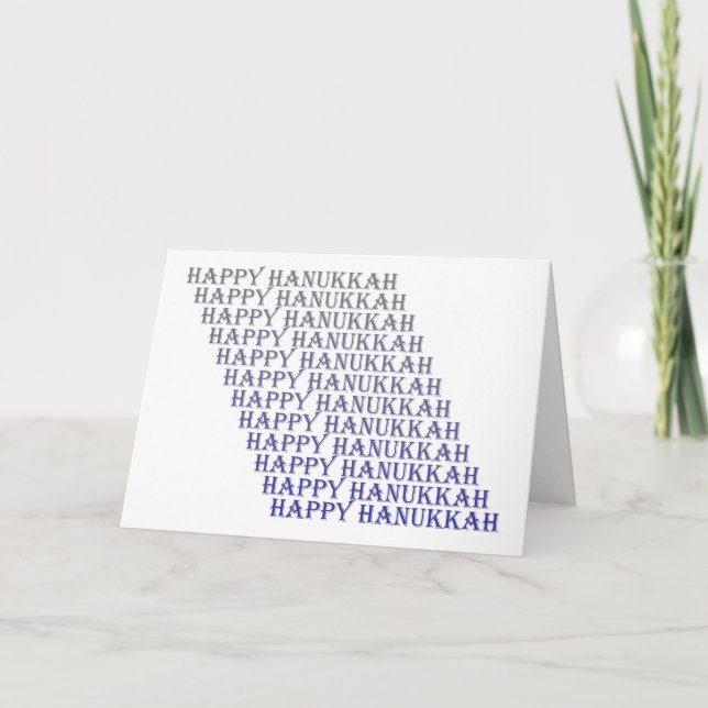 Happy Hanukkah Blue Silver Grey Card (Front)