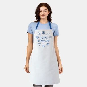 Happy Hanukkah blue white custom cute Apron