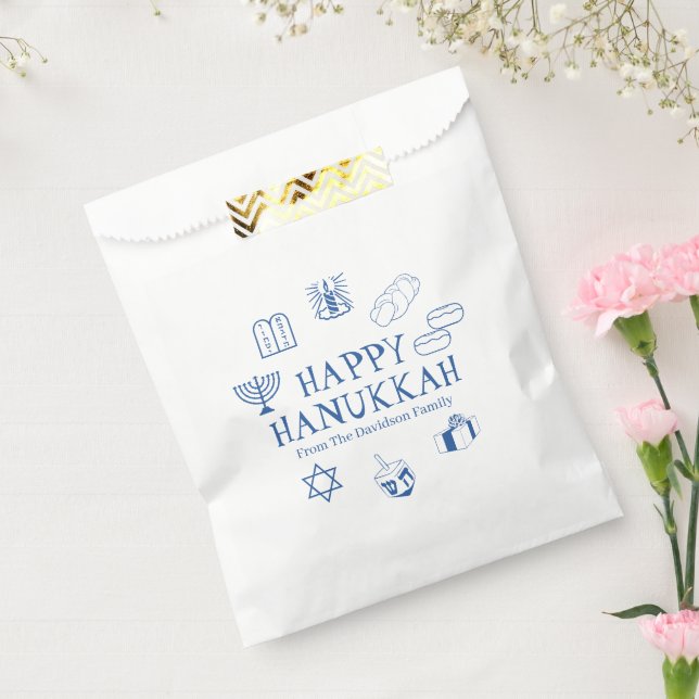 Happy Hanukkah blue white custom family name Favour Bag (Sealed)