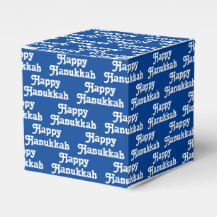 Happy Hanukkah blue white cute typography pattern Favor Box