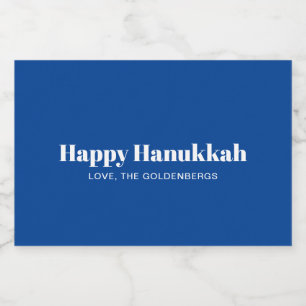 Happy Hanukkah blue white minimalist personalized Food Label