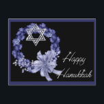Happy Hanukkah Blue Wreath Holiday Postcards<br><div class="desc">You can change the blue border to another colour if you want - just click on the customize feature to the right of this to get started... .</div>