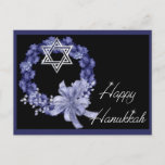 Happy Hanukkah Blue Wreath Holiday Postcards<br><div class="desc">You can change the blue border to another colour if you want - just click on the customize feature to the right of this to get started... .</div>