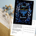 Happy Hanukkah Botanical Menorah Watercolor CUSTOM Holiday Postcard<br><div class="desc">Sweet drawing to wish someone happy hanukkah! Click "personalize" to add your own text to the back side. Also available as greeting card or digital download to send instantly via email or text message. Check my shop for more or let me know if you'd like something custom! I can create...</div>