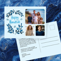 Happy Hanukkah Botanical Watercolor CUSTOM 3 Photo