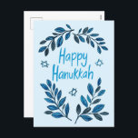 Happy Hanukkah Botanical Watercolor Holiday Postcard<br><div class="desc">Sweet drawing to wish someone happy hanukkah! Click "edit using design tool" to add your own text. Also available as greeting card or digital download to send instantly via email or text message. Check my shop for more or let me know if you'd like something custom! I can create custom...</div>