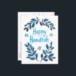 Happy Hanukkah Botanical Watercolor Holiday Postcard<br><div class="desc">Sweet drawing to wish someone happy hanukkah! Click "personalize" to add your own text to the back side. Also available as greeting card or digital download to send instantly via email or text message. Check my shop for more or let me know if you'd like something custom! I can create...</div>