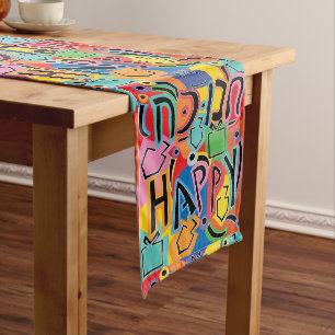 Happy Hanukkah Bright 14 x 72 Short Table Runner