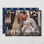 Happy Hanukkah Brush Lettering Photo Holiday Card<br><div class="desc">Happy Hanukkah! Send holiday wishes and greetings with this rustic holiday flat card. It features 'Happy Hanukkah' in brush hand lettering. Personalize this holiday card by adding your favourite photo,  greeting,  names and other details. Available as a flat card,  folded card and postcard.</div>