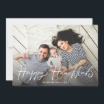 Happy Hanukkah Brush Script Modern Photo Holiday Card<br><div class="desc">This personalized Hanukkah photo card features your photo with modern and bold brush script. The reverse features a brushed dot pattern.</div>