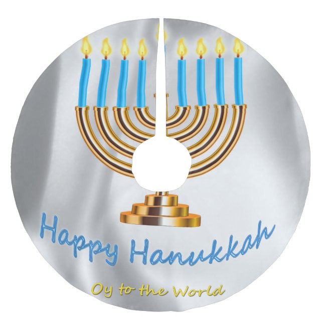 Happy Hanukkah Brushed Polyester Tree Skirt (Front)