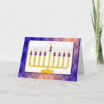 Happy Hanukkah Candle Stick Greeting Card<br><div class="desc">I designed this card using a pretty Hanukkah candle stick placed on a matching colour background. A nice verse inside.</div>