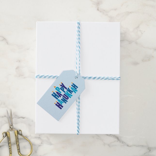 Happy Hanukkah Candles Holiday  Gift Tags (With Twine)