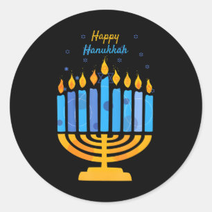 Happy Hanukkah Candles Menorah Jewish Hanukkah Classic Round Sticker
